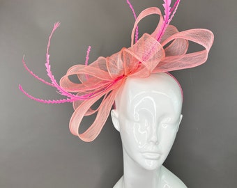 Light Pink Bow fascinator on headband, Kentucky derby hat, high tea fascinator, fascinator, purple fascinator