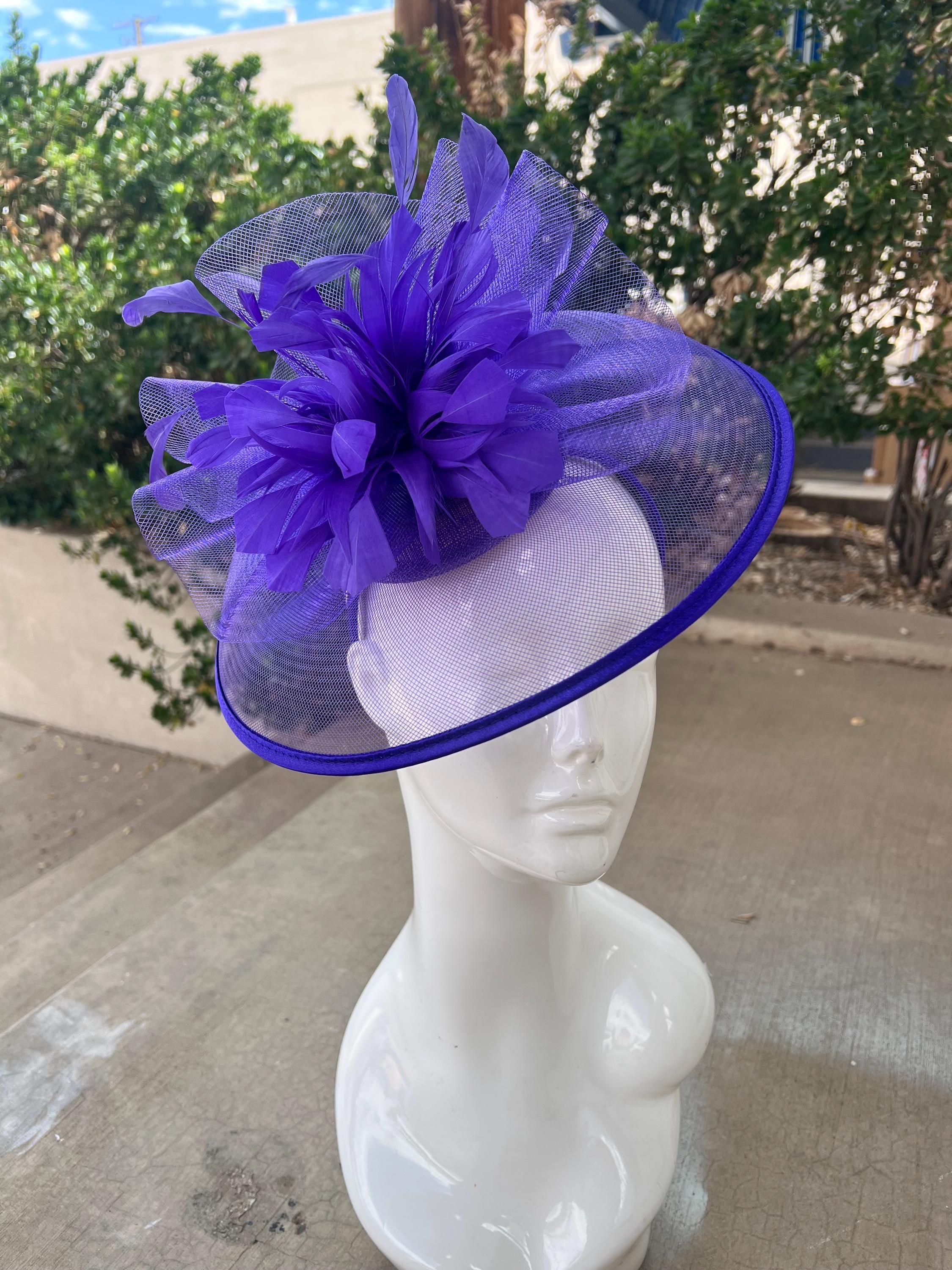Elegant Purple Feather Fascinator Kentucky Derby Church Tea Formal Headband Hat Elegant Purple Feather Fascinator Kentucky Derby Church Tea  main image 3