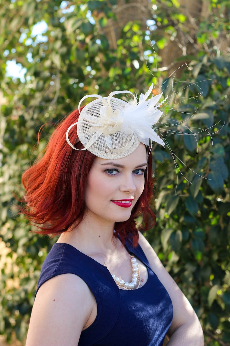 Ivory Fascinator Womens Tea Party Hat Church Hat Kentucky Etsy