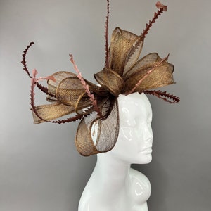 mocha brown Bow fascinator on headband, Kentucky derby hat, high tea fascinator, fascinator, green fascinator