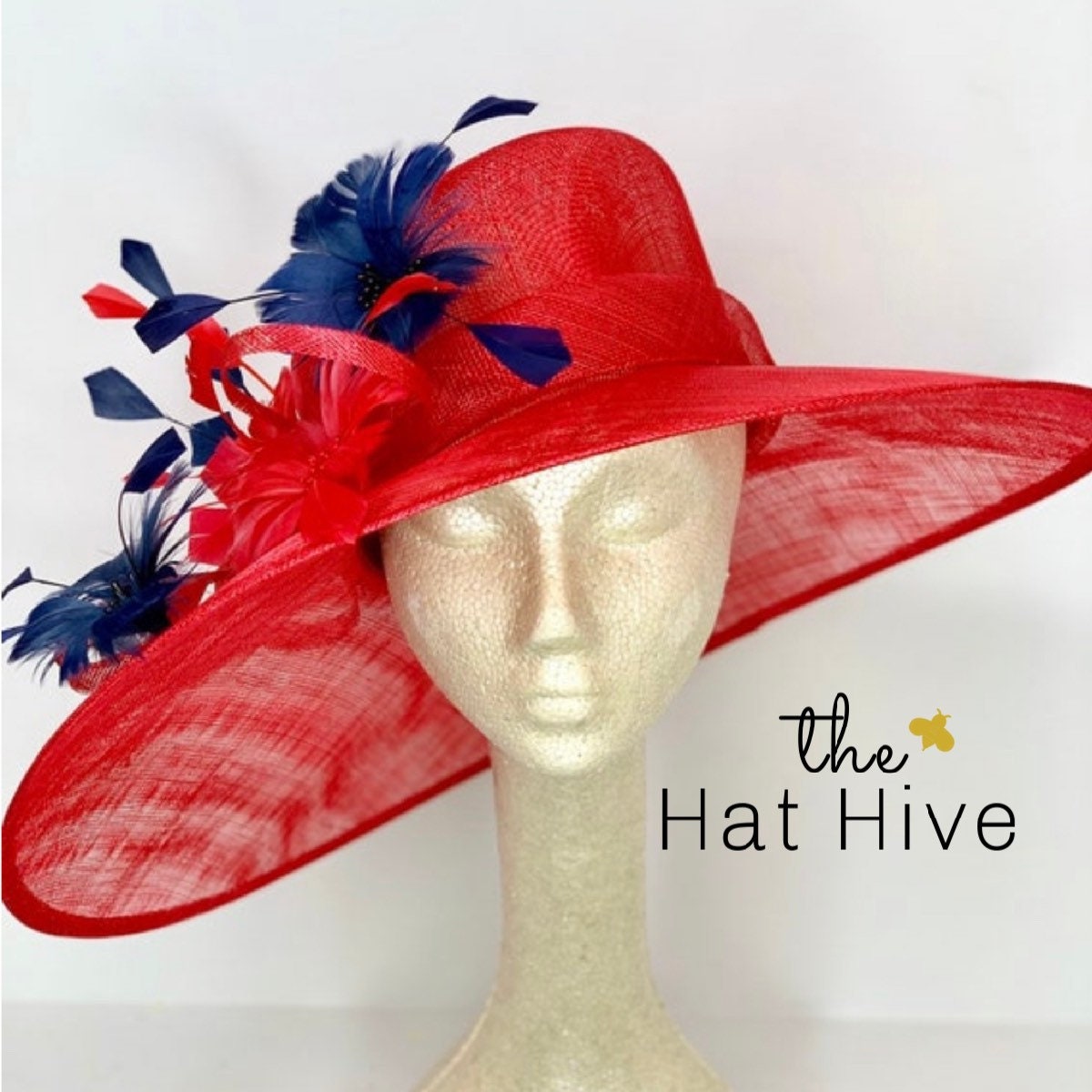 Red and Navy Derby Hat, Church Hat, Tea Party Hat, Red Hat, Formal Hat, Fashion Hat, Church Hat, Derby Hat, Wedding Hat, Funeral Hat
