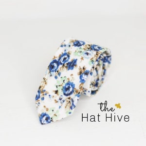 Blue Floral Neck Tie multi color floral tie kentucky derby tie mens tie mens derby tie