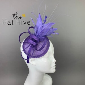 Purple Fascinator on headband - Women's High Tea Party Hat, Church Hat, Derby Hat, Fancy Hat, Purple Hat, Cocktail Hat, British Hat