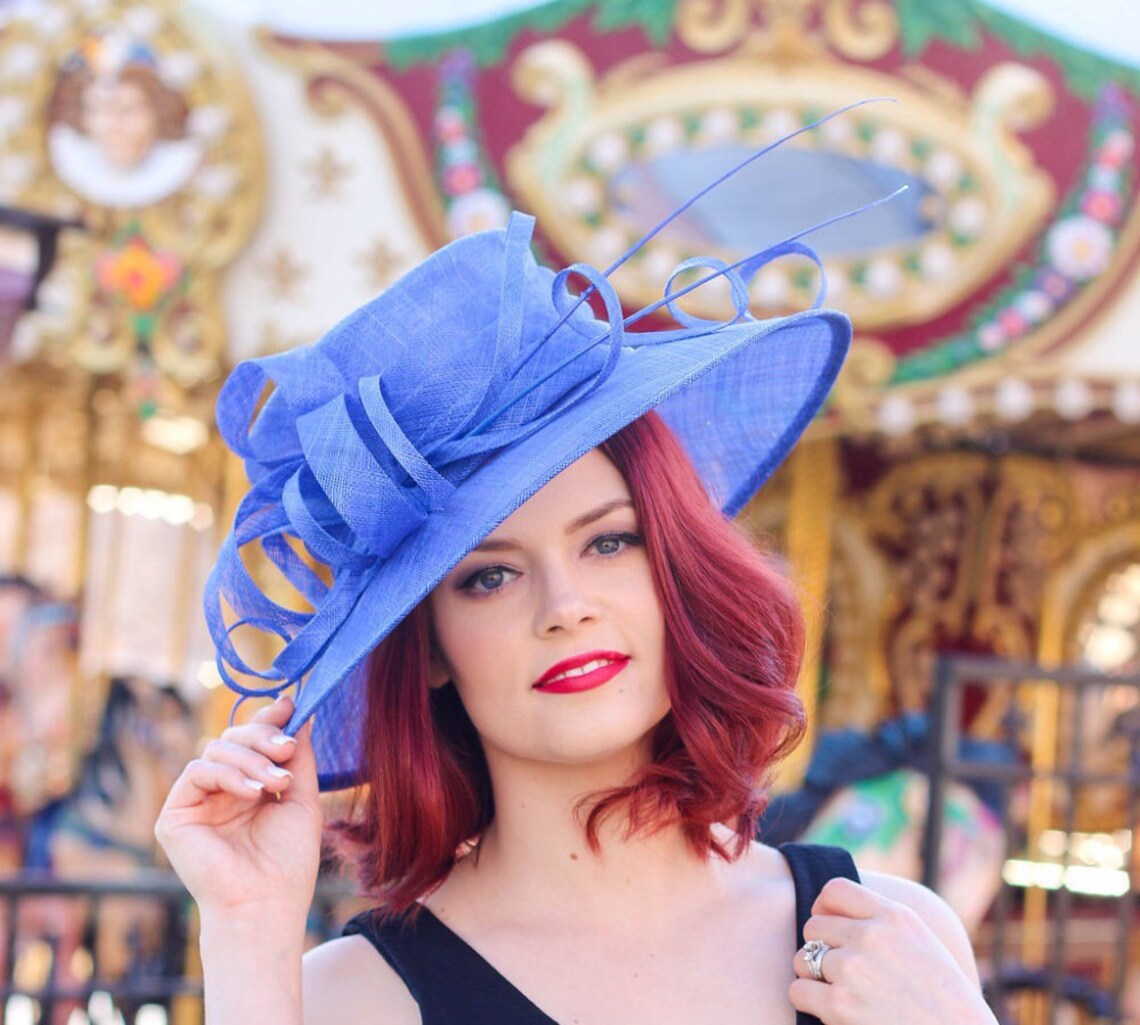 Royal Blue Kentucky Derby Hat Church hat Tea Party Hat Blue Etsy