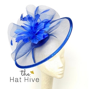 Königsblauer Fascinator, The Celeste, Damen-Tea-Party-Hut, Kirchenhut, Derby-Hut, ausgefallener Hut, Hochzeitshut, britischer Hut