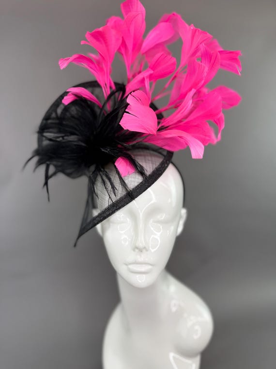 Black and Candy Pink Fascinator Hat Womens Pink Tea Party  display picture 1
