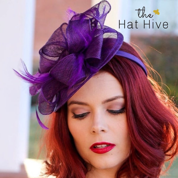 Purple Fascinator, The Kenni, Tea Party Hat, Church Hat, Kentucky Derby Hat, Fancy Hat, Tea Party Hat, wedding hat, Plum Purple Fascina