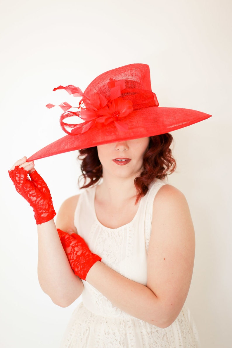 Red Derby Hat Church Hat Tea Party Hat Red Hat Formal Hat Etsy