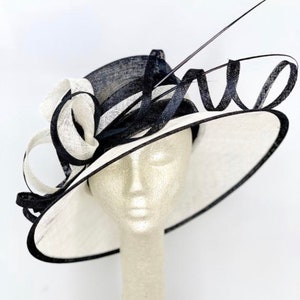 Royal Blue Derby Hat, Cobalt Blue Hat, Formal Hat, Fashion Hat, Blue Church Hat, Kentucky Derby Fashion 2022, Derby Hat, Derby Fashion Ivory/Black