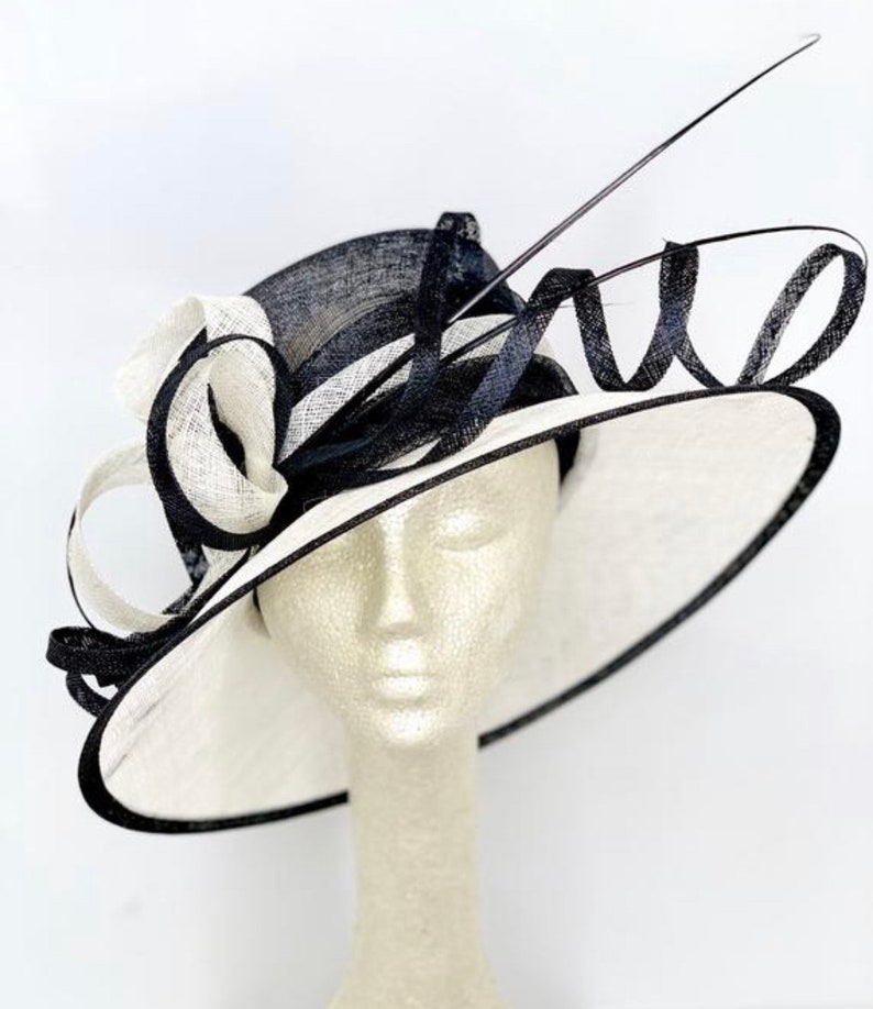 Royal Blue Derby Hat, Cobalt Blue Hat, Formal Hat, Fashion Hat, Blue Church Hat, Kentucky Derby Fashion 2022, Derby Hat, Derby Fashion Ivory/Black