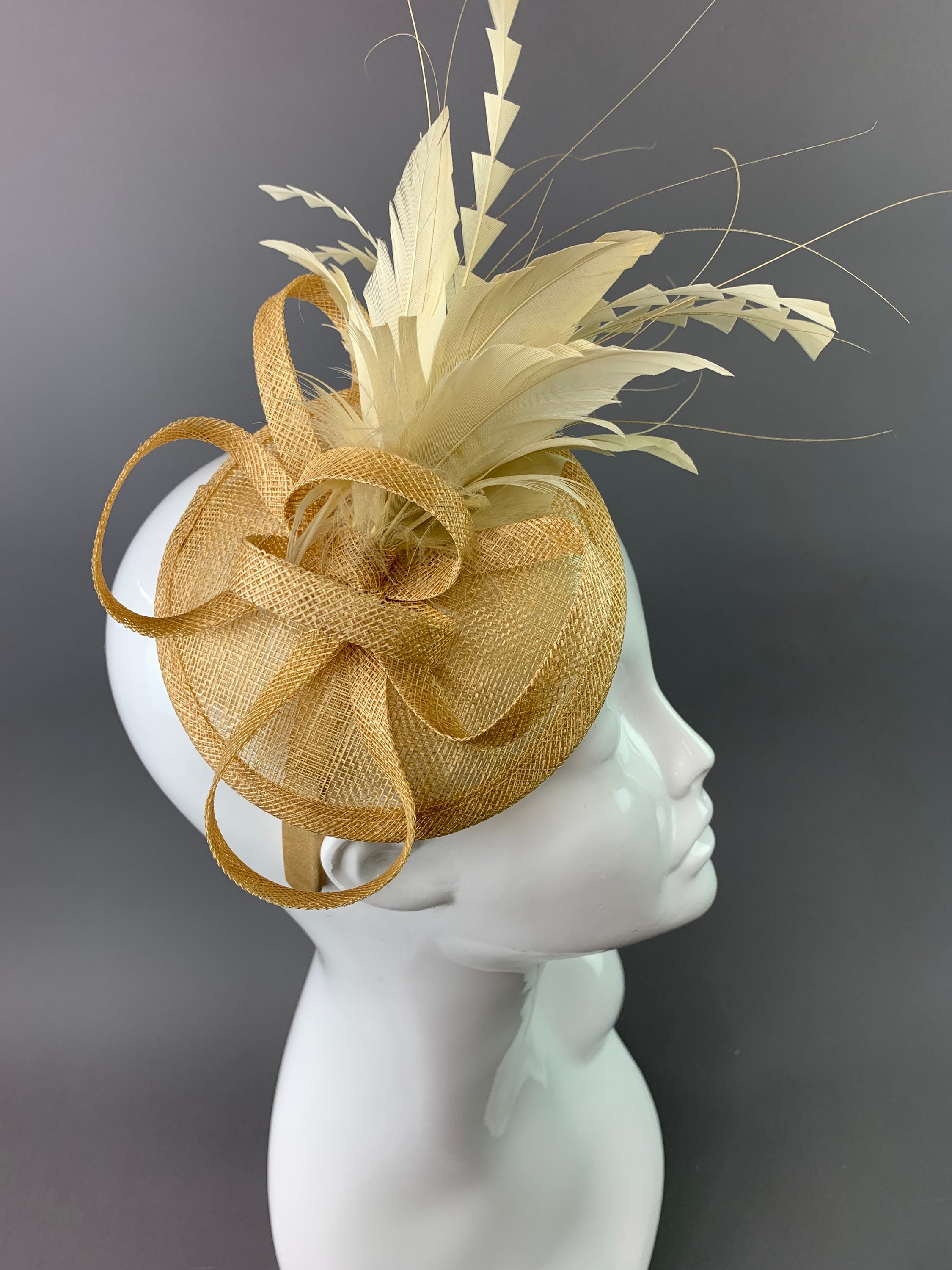 Champagne Gold Fascinator on Headband 
