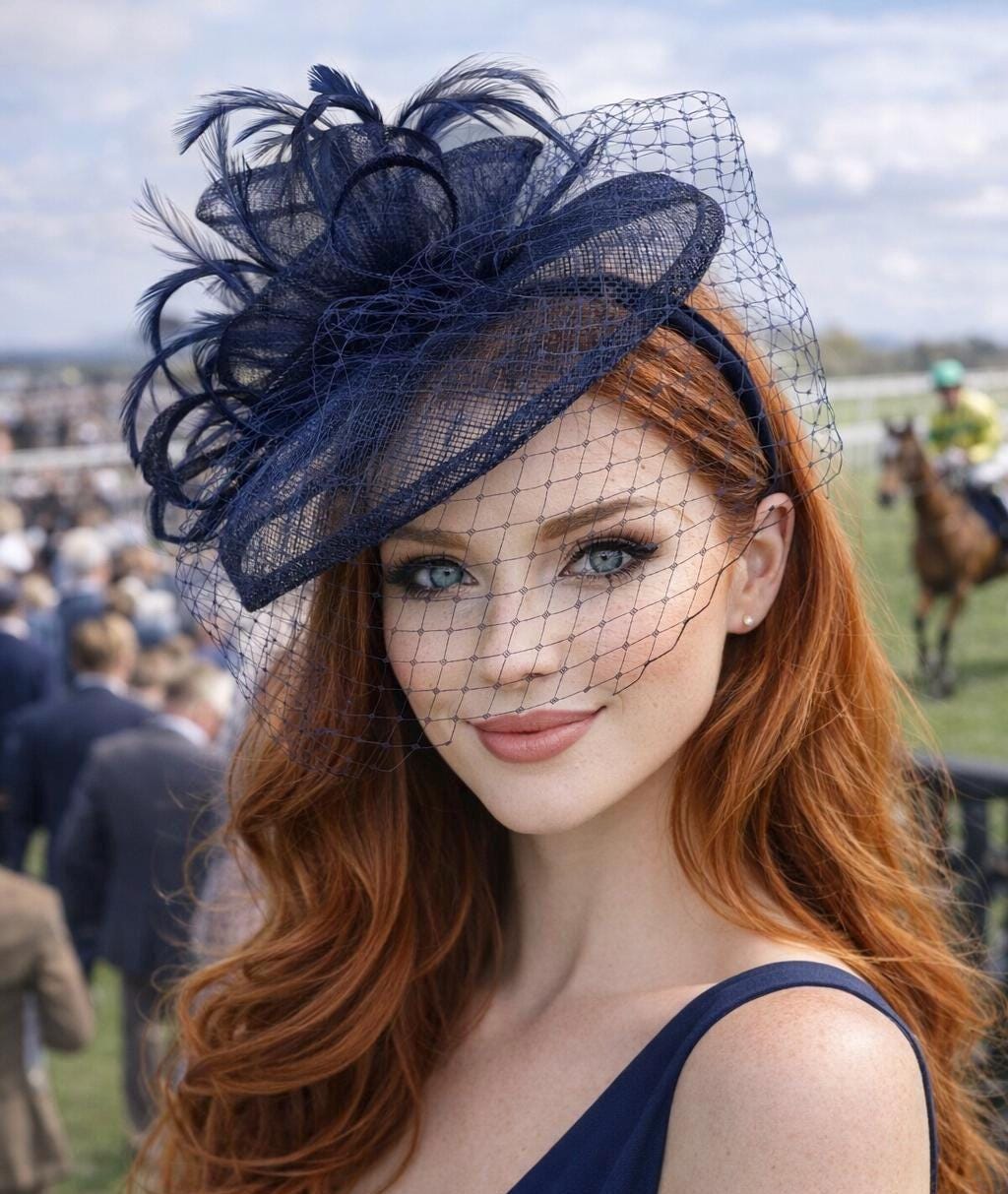 Navy Blue and Pearl Fascinator - Etsy display picture 1