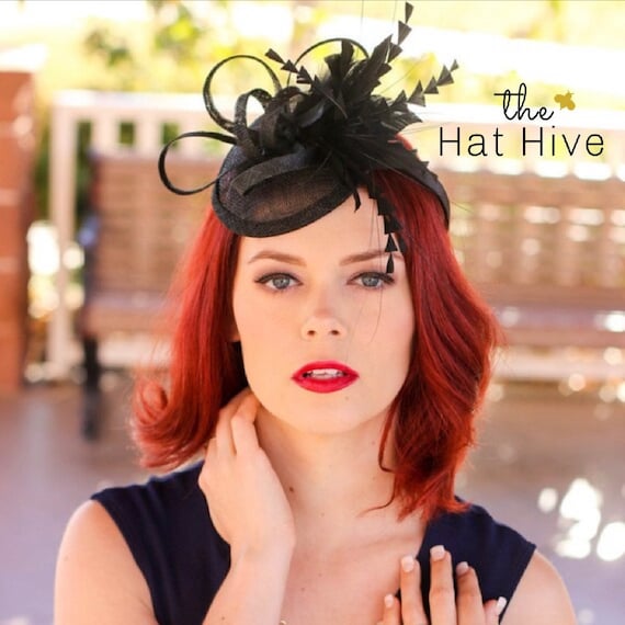 Black Fascinator Hat, Kentucky Derby Party Hat Wedding Hat  display picture 2