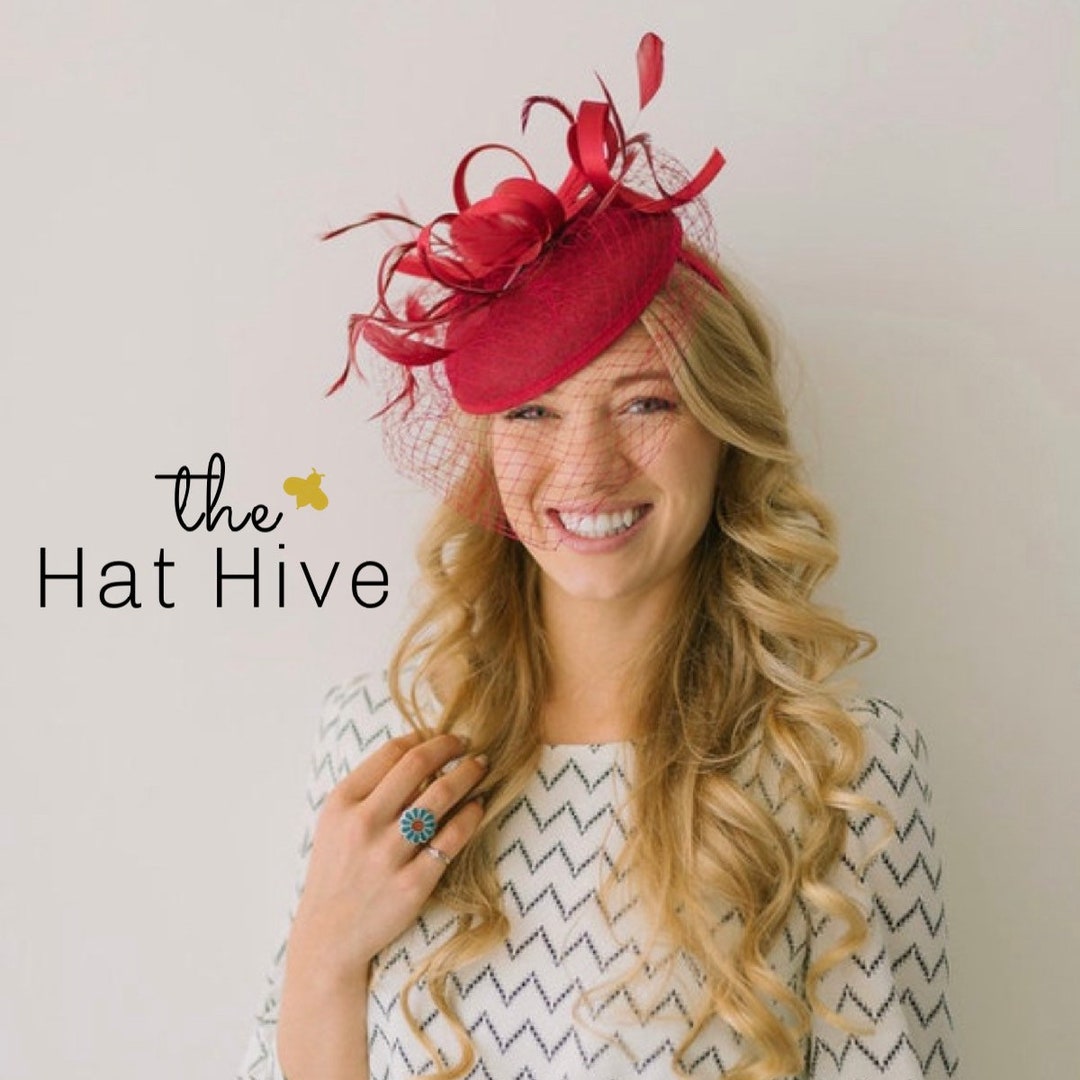 Burgundy Fascinator With Veil Perfect for the Kentucky Derby Hat Tea ...