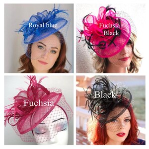 Pink and tan Fascinator on headband with Veil, Kentucky Derby Hat, Fancy Hat, Tea Party Hat, wedding hat, British Hat for special occasion image 6