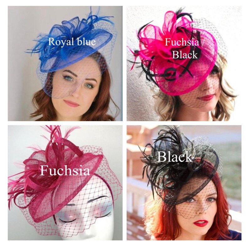 Pink and tan Fascinator on headband with Veil, Kentucky Derby Hat, Fancy Hat, Tea Party Hat, wedding hat, British Hat for special occasion image 6