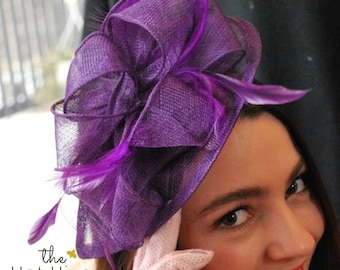 Purple Fascinator, Tea Party Hat, Church Hat, Kentucky Derby Hat, Fancy Hat, British Hat, Wedding Hat Plum Purple Fascinator, womens hat