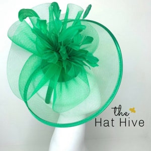 Grüner Crinoline-Fascinator, Damen-Tea-Party-Hut, Kirchenhut, Derby-Hut, ausgefallener Hut, grüner Hut, Tea-Party-Hut, Hochzeitshut