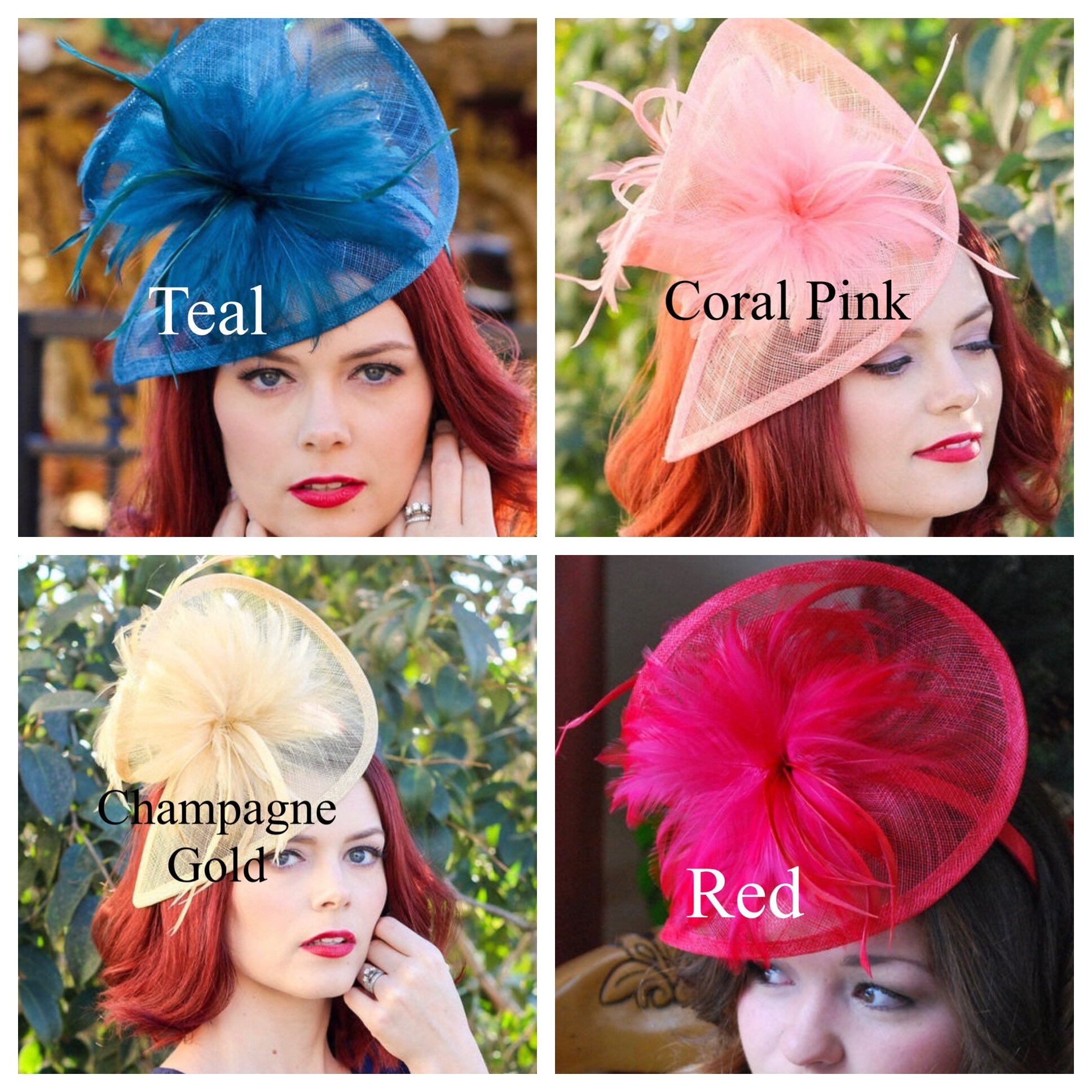 Kentucky Derby Red Fascinator Hat w Headband Tea Formal Church Headwear SD28A ( Red Black hat ) Kentucky Derby Hat, Church Hat  main image 3