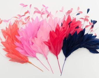 Goose Feather Spray: Striped Millinery Hat Making Supply