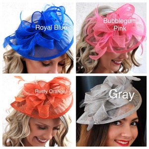Navy Blue Fascinator on headband, Style: The Kenni, Women's Tea Party Hat, Derby Hat, Fancy Hat, wedding hat, Kentucky Derby Fashion zdjęcie 6