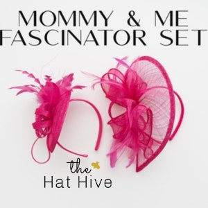 Mommy & Me Fascinators , 2 years and up Women's Tea Party Hat, Church Hat, Kentucky Derby Hat, Fancy Hat, Pink Hat, wedding hat