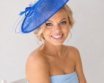 Royal Blue Fascinator Derby Hat on Headband, several colors avail, Church Hat, Derby Hat, Fancy Hat, Royal Hat, Tea Party Hat, wedding hat