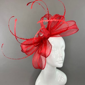 Red Bow fascinator on headband, Kentucky derby hat, high tea fascinator, fascinator, red  fascinator