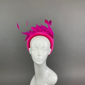 Fuchsia Fascinator Headband - Bridal Fascinator -  Women's Tea Party Hat, Derby Hat, Bridal Hat, White Hat, Tea Party Hat, wedding hat