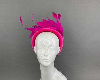 Fuchsia Fascinator Headband - Bridal Fascinator -  Women's Tea Party Hat, Derby Hat, Bridal Hat, White Hat, Tea Party Hat, wedding hat