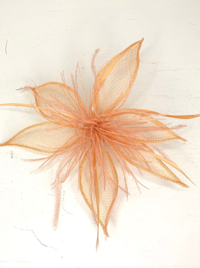 Peach Fascinator, Tea Party Hat, Bridal wedding hat, Derby Hat, Formal Hair Piece, Woman's Hair Clip, British Fancy Hat, image 5