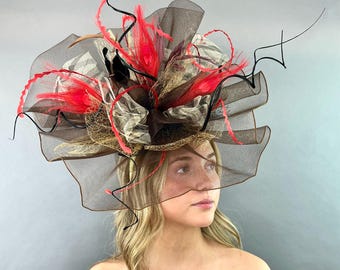 Brown Fascinator Hat Womens Formal Event Headpiece for  display picture 1