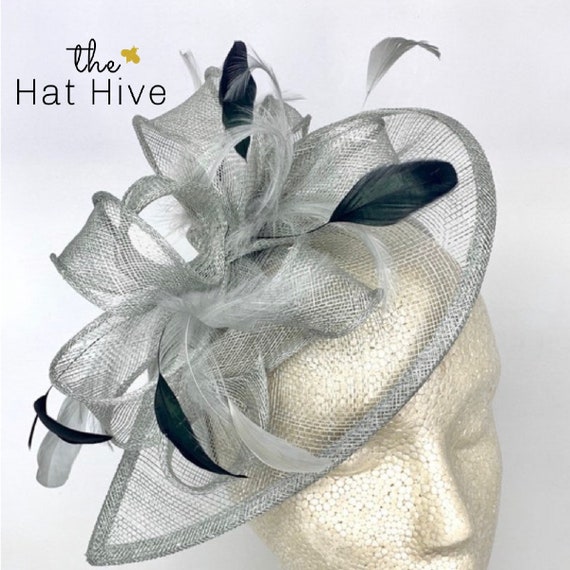 Fascinator Grey and Black Kentucky Derby Hat Womens Tea  display picture 2