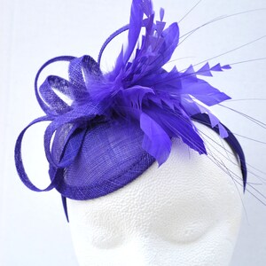 Royal Purple Fascinator, Tea Party Hat, Church Hat, Kentucky Derby Hat, Fancy Hat, British Hat, Wedding Hat Plum Purple Fascinator image 4