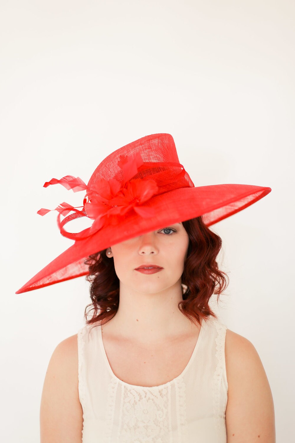 Red Derby Hat Church hat Tea Party Hat Red Hat Formal Hat Etsy