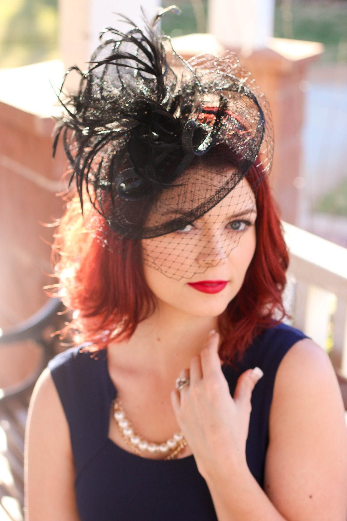 Black Fascinator on headband light and easy to wear Etsy