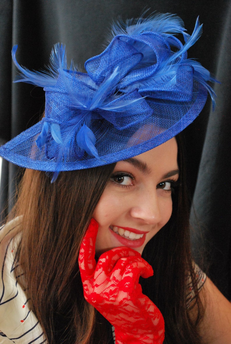 Fascinator, Royal Blue Fascinator, Tea Party Hat, Church Hat, Derby Hat, British Hat, Wedding hat, Blue Fascinator, womens hat, Royal Hat image 3