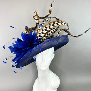 Navy flipped brim with lady amherst feathers