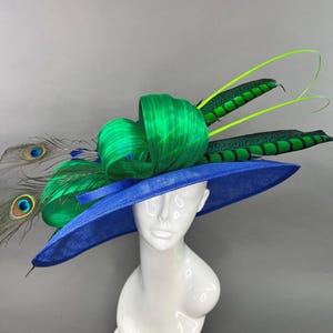 Kentucky Derby Custom Lime Green Peacock Multi Color Hat Peacock Kentucky Derby Hats | TikTok main image 3