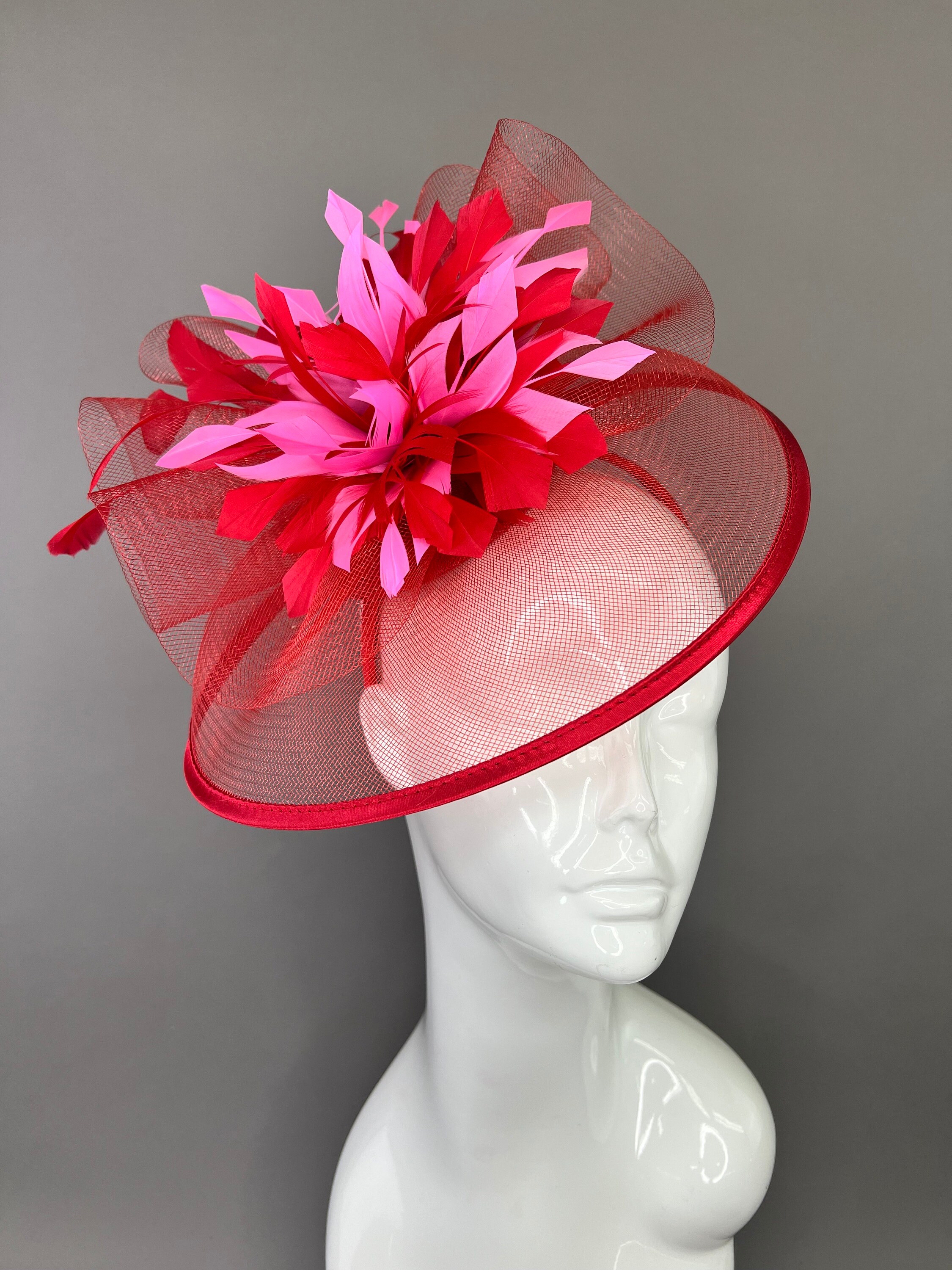 2559 6 Pack Christmas Tea Party Fascinators Hat For Women Red Green Large Red & Emerald Green Rose Floral Flower Fascinator Hat  main image 3
