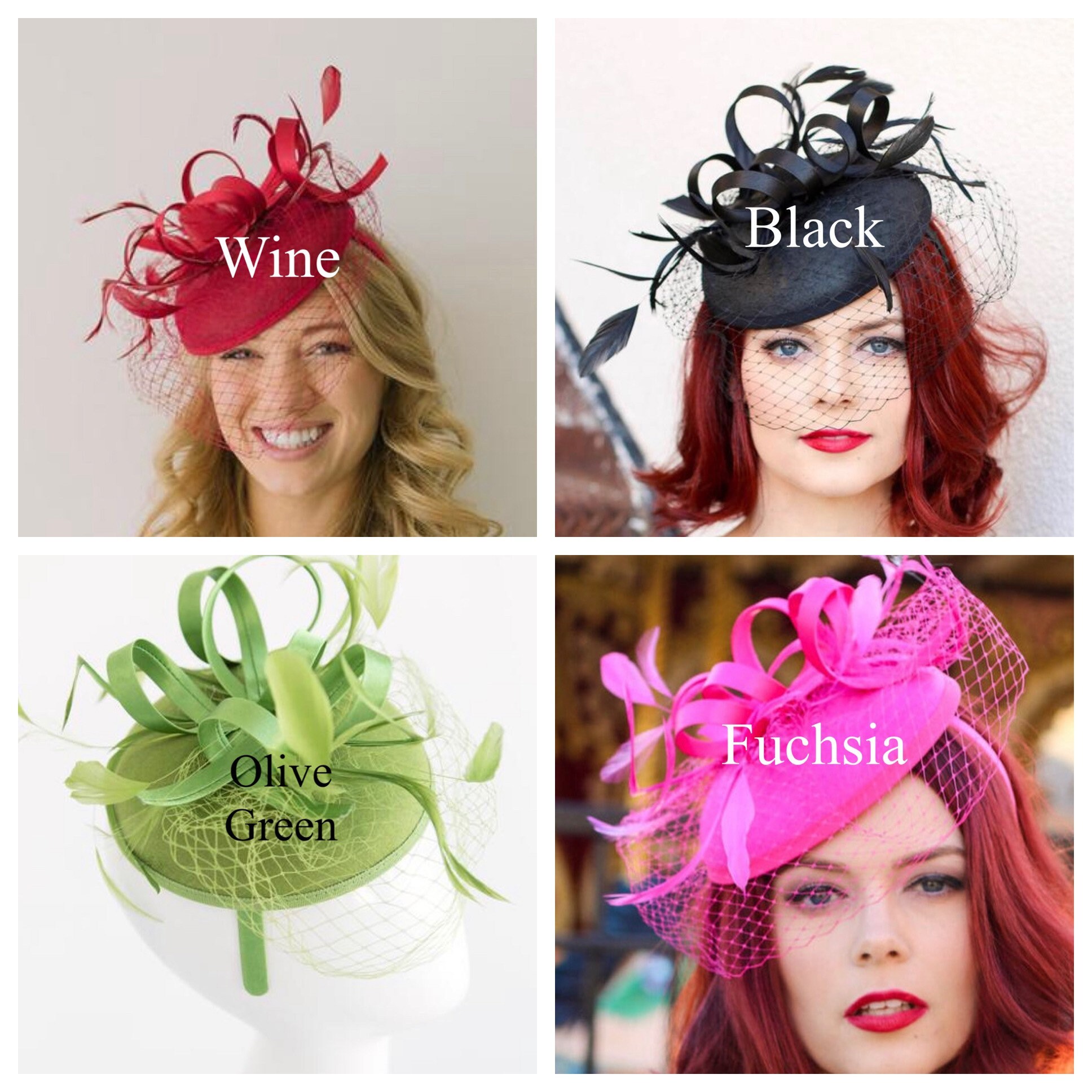 TheHatHive Green Fascinator with Veil on Headband, Women's Tea Party Hat, Church Hat, Derby Hat, Fancy Hat, Green Hat, Wedding Hat, British Hat