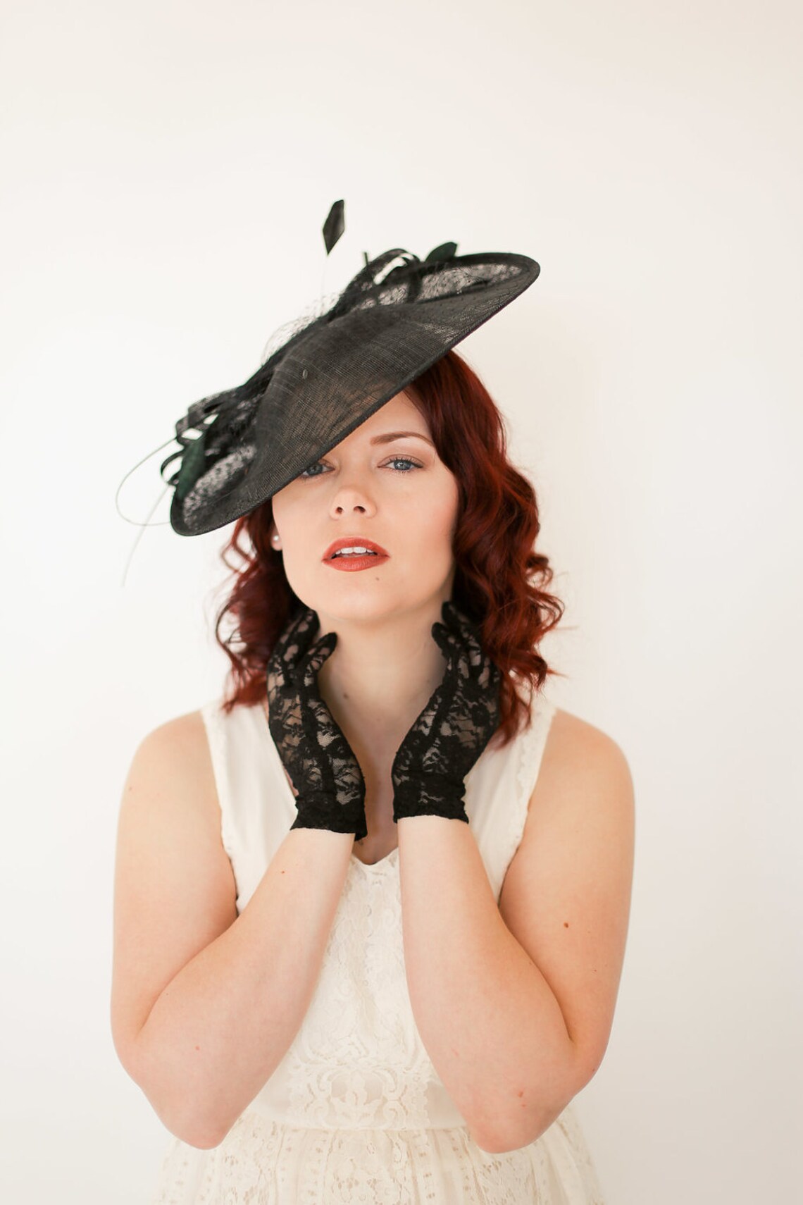 Large Black Fascinator on Headband Hatinator Derby Hat Etsy