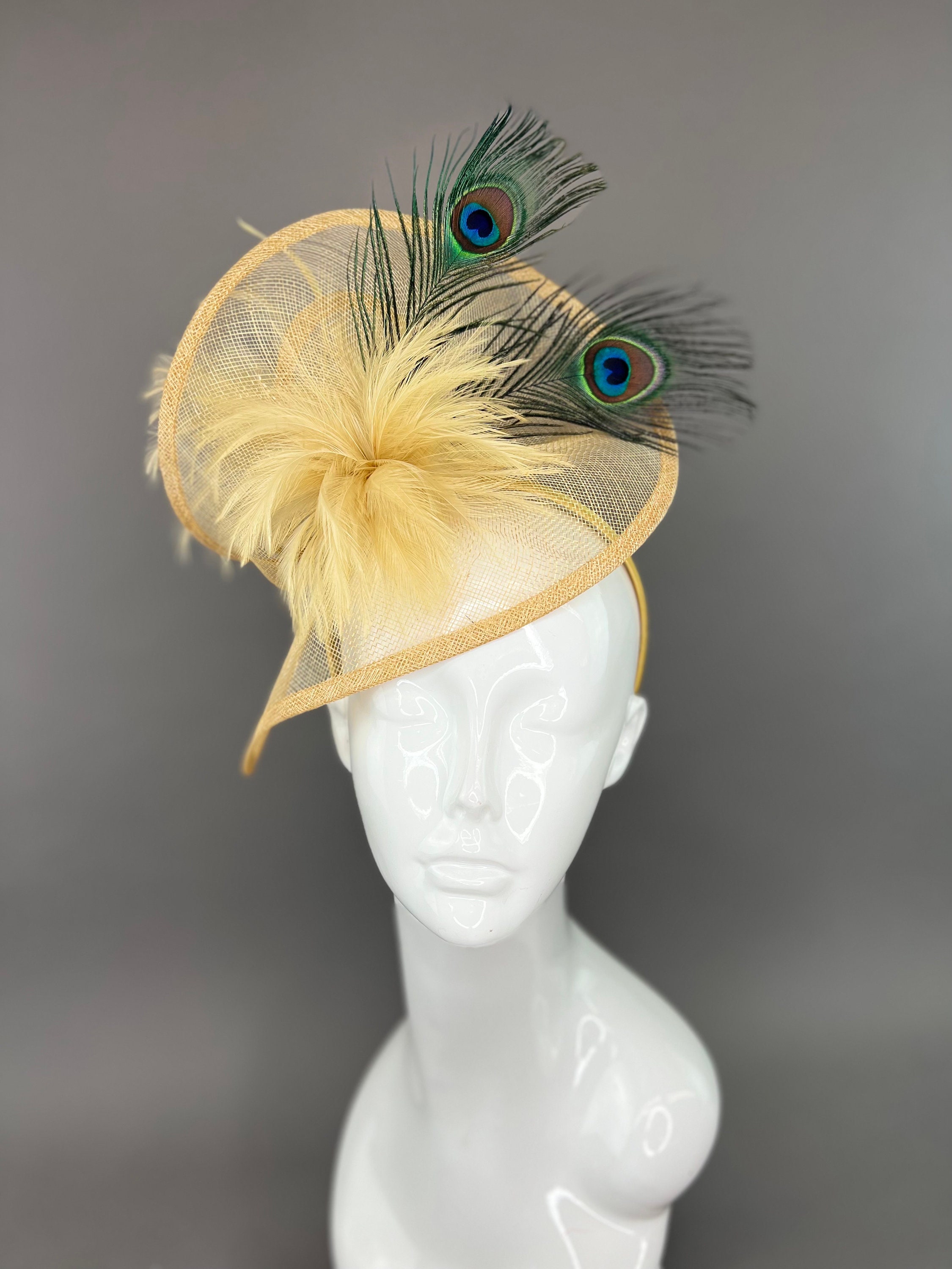 9461 1920s Peacock Feather Bridal Fascinators For Women Tea Party Kentucky Shop Fascinator Hat - Peacock Tea Party Fascinator | BABEYOND main image 2