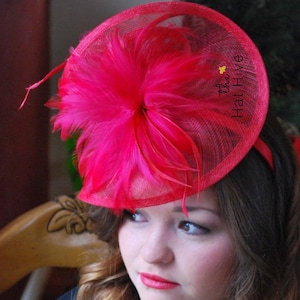 Fascinator Red Fascinator Tea Party Hat for women Church Hat Kentucky Derby Hat Fancy Hat Wedding hat, formal ladies hat, Royal English Hat