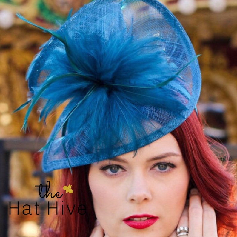 Teal Fascinator for Women Kentucky Derby Hat Tea Party Hat Etsy