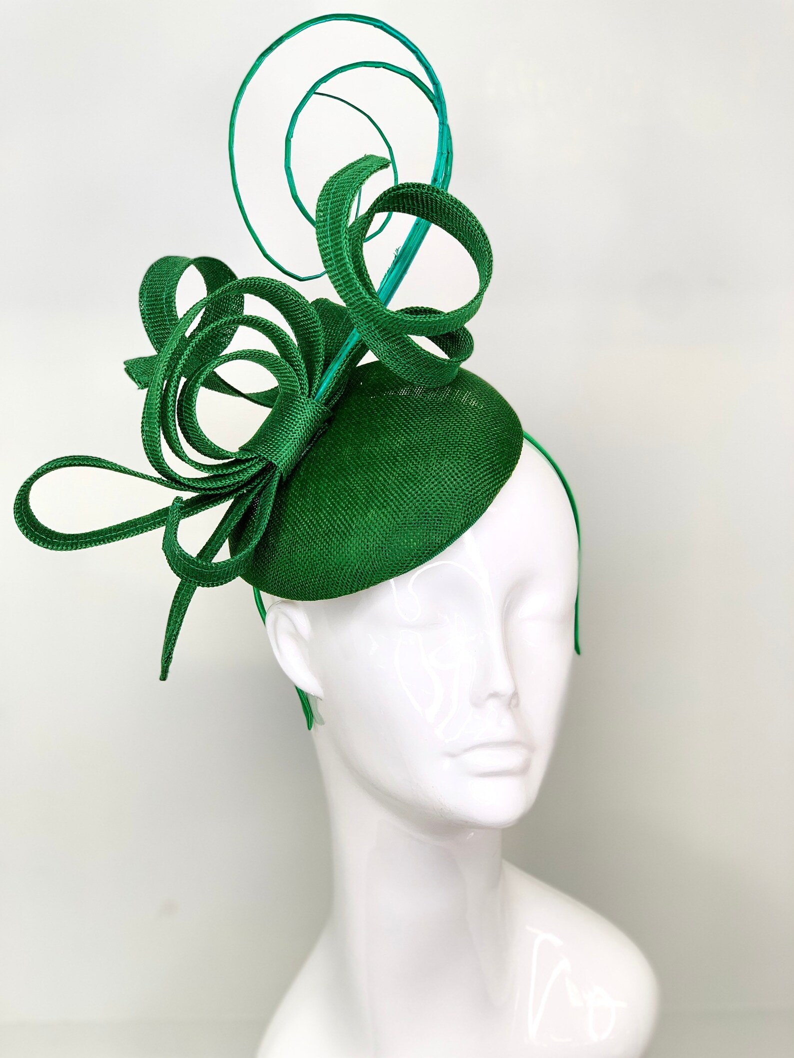 Emerald Green Fascinator Kentucky Derby Hay Womens Hat Tea Etsy
