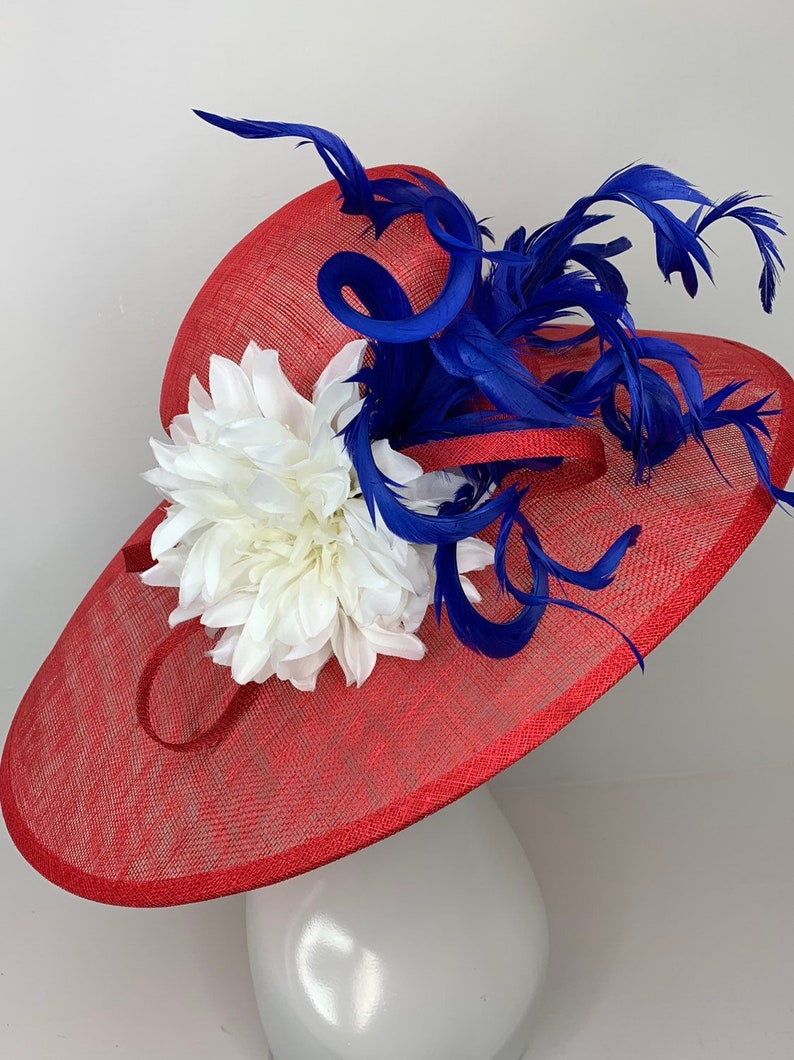 THH022 Red White Blue Kentucky Church Hat Tea Party Hat Red Etsy