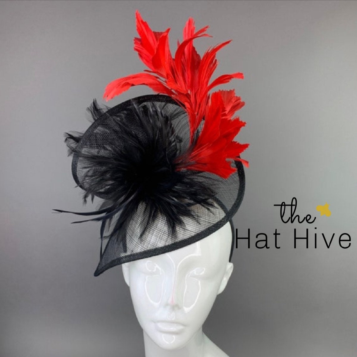 Black and Red Fascinator With Feathers 