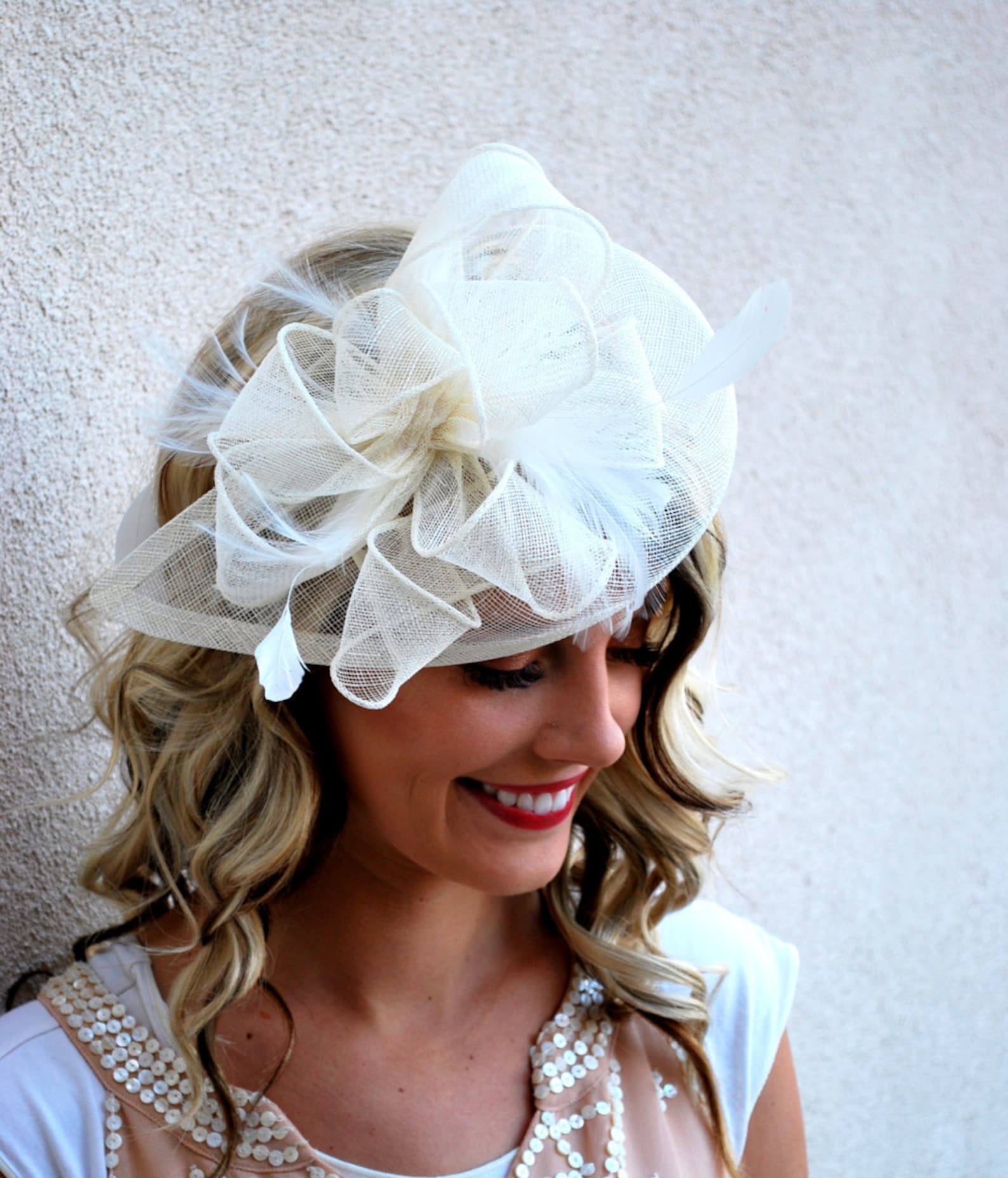 Ivory Fascinator Womens Tea Party Hat Church Hat Derby Hat Etsy