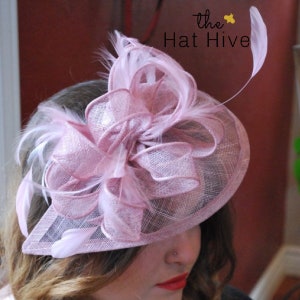 Blush pink fascinator hat for women Kentucky derby hat for wedding bridal shower tea party hat formal headpieces for women garden party hat